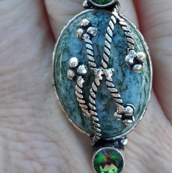 New Tree Agate & Mystic Topaz 925 Silver Ring. - Picture 6 of 8